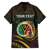 Personalised Vanuatu Family Matching Off Shoulder Short Dress and Hawaiian Shirt Yumi 45th Hapi Independens Dei - Black Version LT14