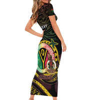 Personalised Vanuatu Family Matching Short Sleeve Bodycon Dress and Hawaiian Shirt Yumi 45th Hapi Independens Dei - Black Version LT14 - Polynesian Pride