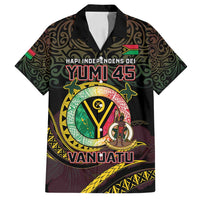 Personalised Vanuatu Family Matching Summer Maxi Dress and Hawaiian Shirt Yumi 45th Hapi Independens Dei - Black Version LT14