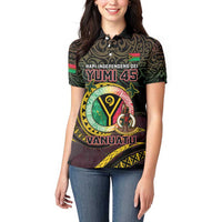 Personalised Vanuatu Women Polo Shirt Yumi 45th Hapi Independens Dei - Black Version LT14
