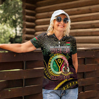 Personalised Vanuatu Women Polo Shirt Yumi 45th Hapi Independens Dei - Black Version LT14