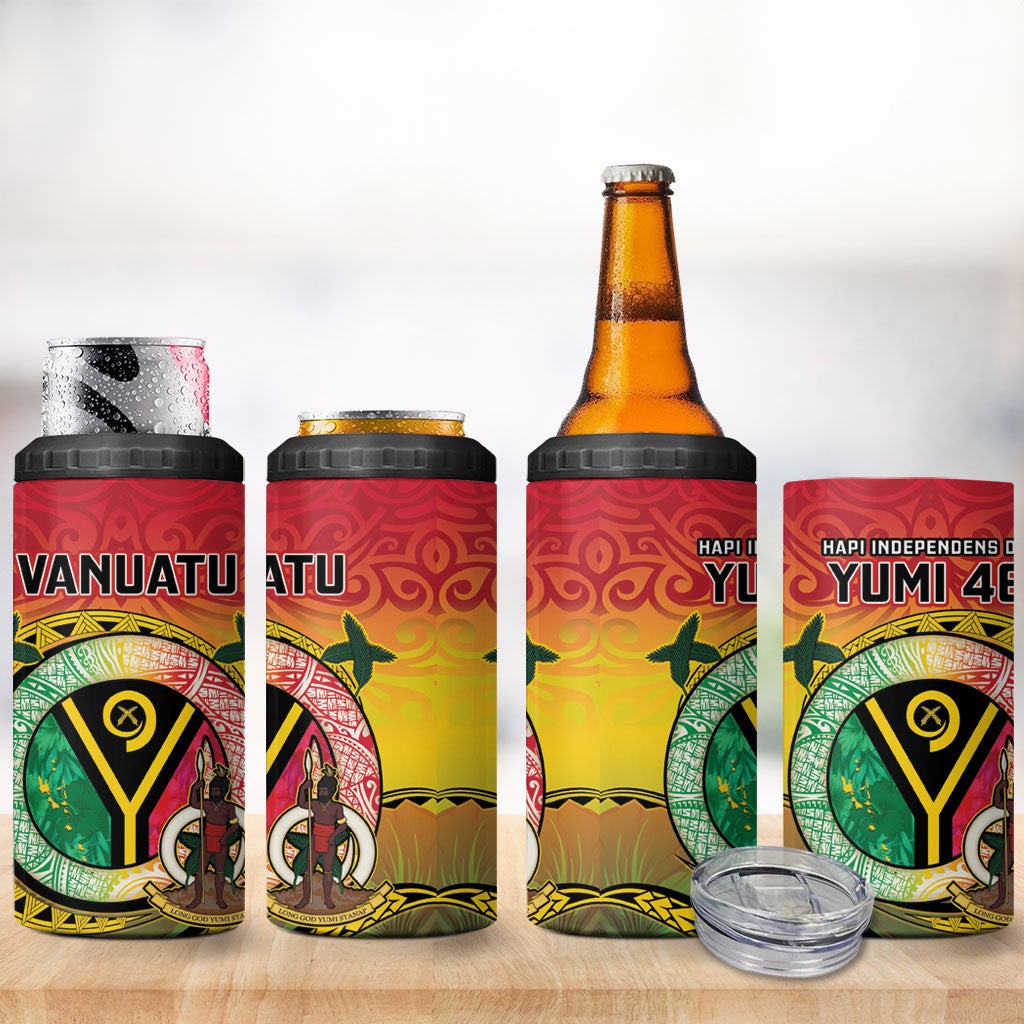Vanuatu 4 in 1 Can Cooler Tumbler Yumi 46th Hapi Independens Dei - Reggae Version LT14 - Polynesian Pride