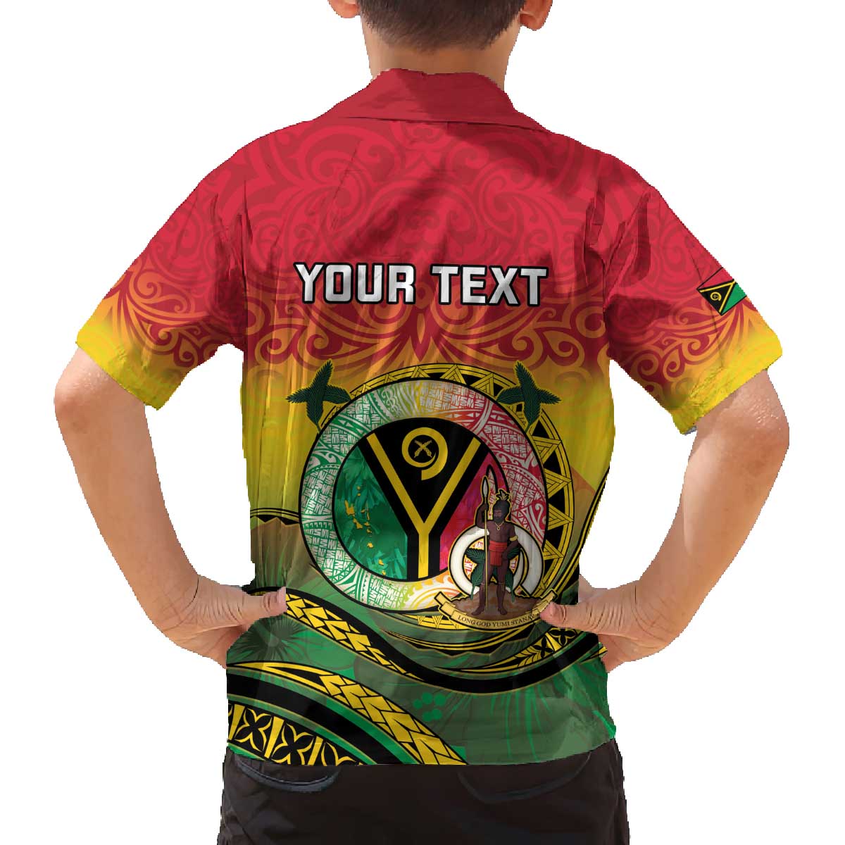 Personalised Vanuatu Family Matching Off The Shoulder Long Sleeve Dress and Hawaiian Shirt Yumi 45th Hapi Independens Dei - Reggae Version LT14 - Polynesian Pride