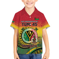 Personalised Vanuatu Family Matching Off The Shoulder Long Sleeve Dress and Hawaiian Shirt Yumi 45th Hapi Independens Dei - Reggae Version LT14 Son's Shirt Reggae - Polynesian Pride