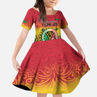 Personalised Vanuatu Family Matching Short Sleeve Bodycon Dress and Hawaiian Shirt Yumi 45th Hapi Independens Dei - Reggae Version LT14 Daughter's Dress Reggae - Polynesian Pride