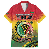 Personalised Vanuatu Family Matching Short Sleeve Bodycon Dress and Hawaiian Shirt Yumi 45th Hapi Independens Dei - Reggae Version LT14 Dad's Shirt - Short Sleeve Reggae - Polynesian Pride