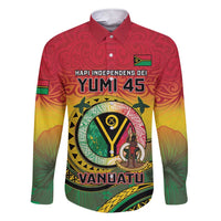 Personalised Vanuatu Family Matching Short Sleeve Bodycon Dress and Hawaiian Shirt Yumi 45th Hapi Independens Dei - Reggae Version LT14 Dad's Shirt - Long Sleeve Reggae - Polynesian Pride