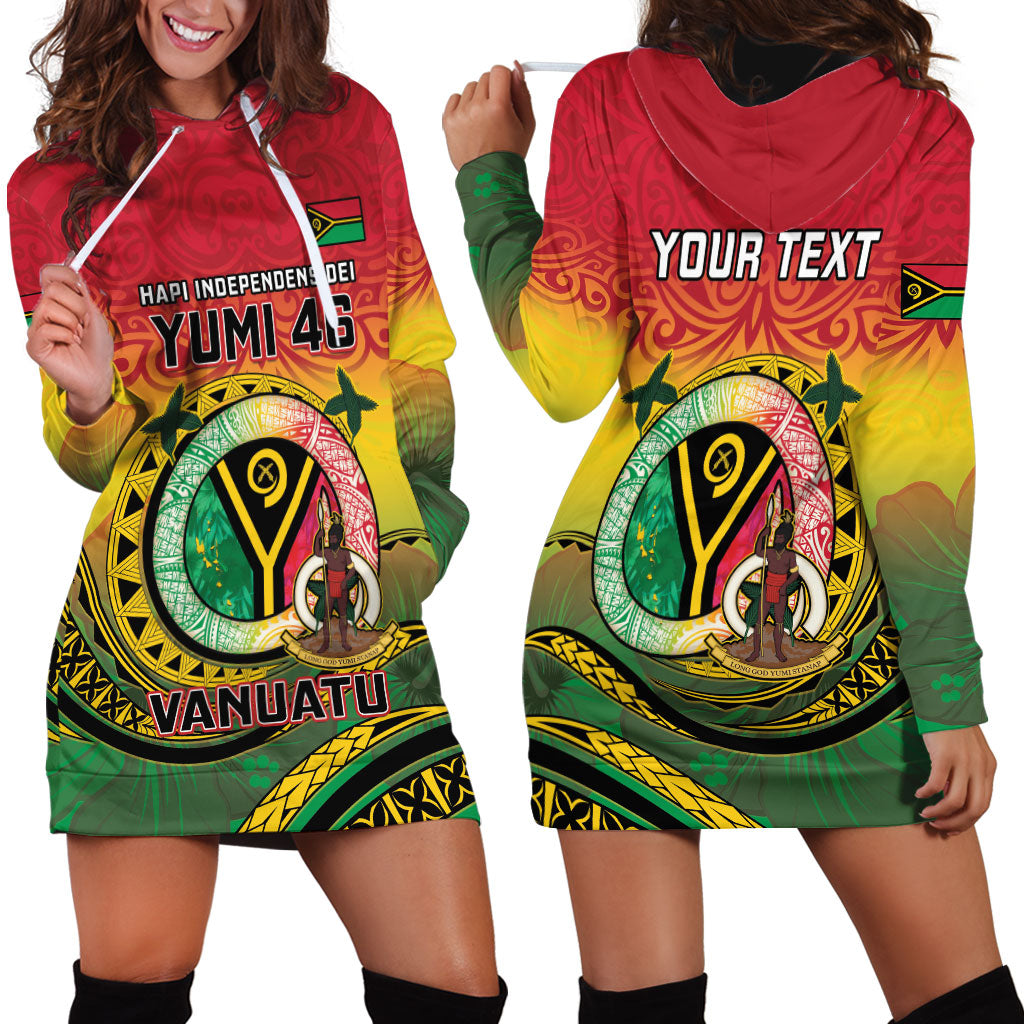 Personalised Vanuatu Hoodie Dress Yumi 46th Hapi Independens Dei - Reggae Version LT14 - Polynesian Pride