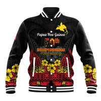 Papua New Guinea Independence Day Baseball Jacket PNG Bird of Paradise 50th Anniversary LT14 Unisex Black - Polynesian Pride