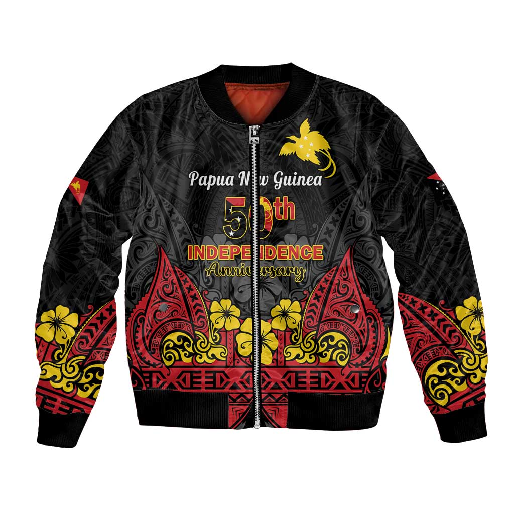 Papua New Guinea Independence Day Bomber Jacket PNG Bird of Paradise 50th Anniversary LT14