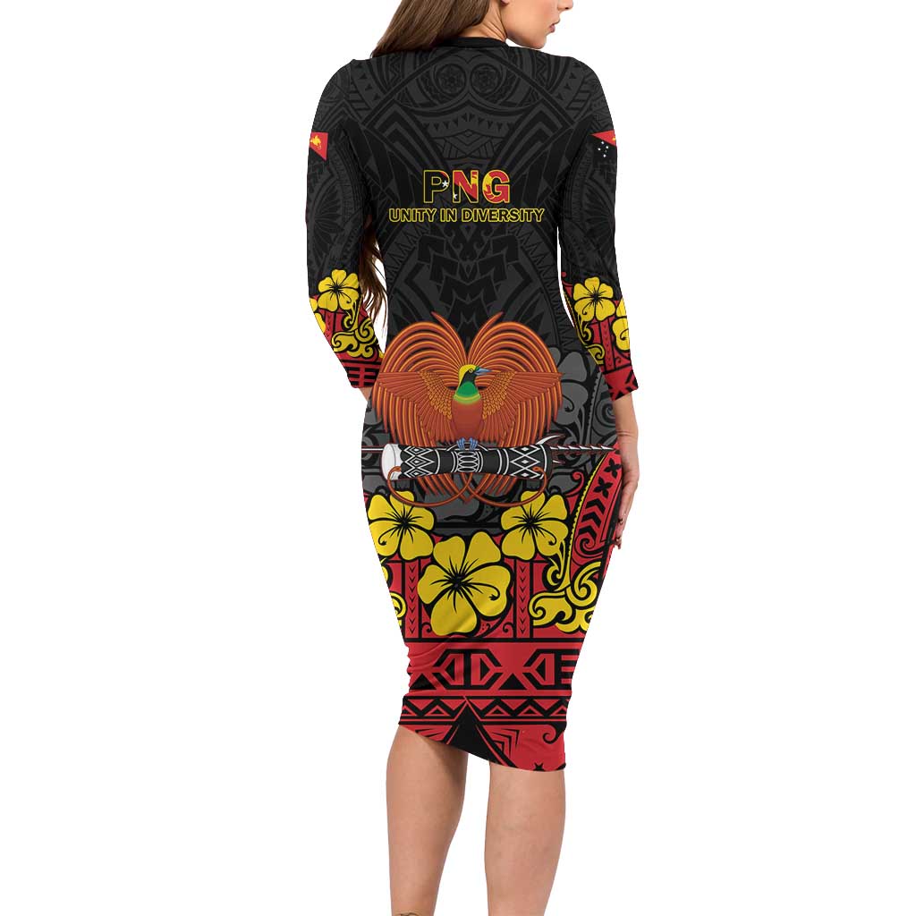 Papua New Guinea Independence Day Family Matching Long Sleeve Bodycon Dress and Hawaiian Shirt PNG Bird of Paradise 50th Anniversary LT14 - Polynesian Pride