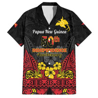 Papua New Guinea Independence Day Family Matching Off Shoulder Maxi Dress and Hawaiian Shirt PNG Bird of Paradise 50th Anniversary LT14 Dad's Shirt - Short Sleeve Black - Polynesian Pride