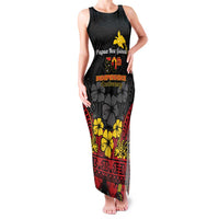 Papua New Guinea Independence Day Family Matching Tank Maxi Dress and Hawaiian Shirt PNG Bird of Paradise 50th Anniversary LT14 Mom's Dress Black - Polynesian Pride