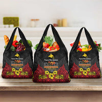Papua New Guinea Independence Day Grocery Bag PNG Bird of Paradise 50th Anniversary LT14 3-pack One Size Black - Polynesian Pride