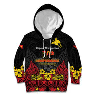 Papua New Guinea Independence Day Kid Hoodie PNG Bird of Paradise 50th Anniversary LT14 Hoodie Black - Polynesian Pride