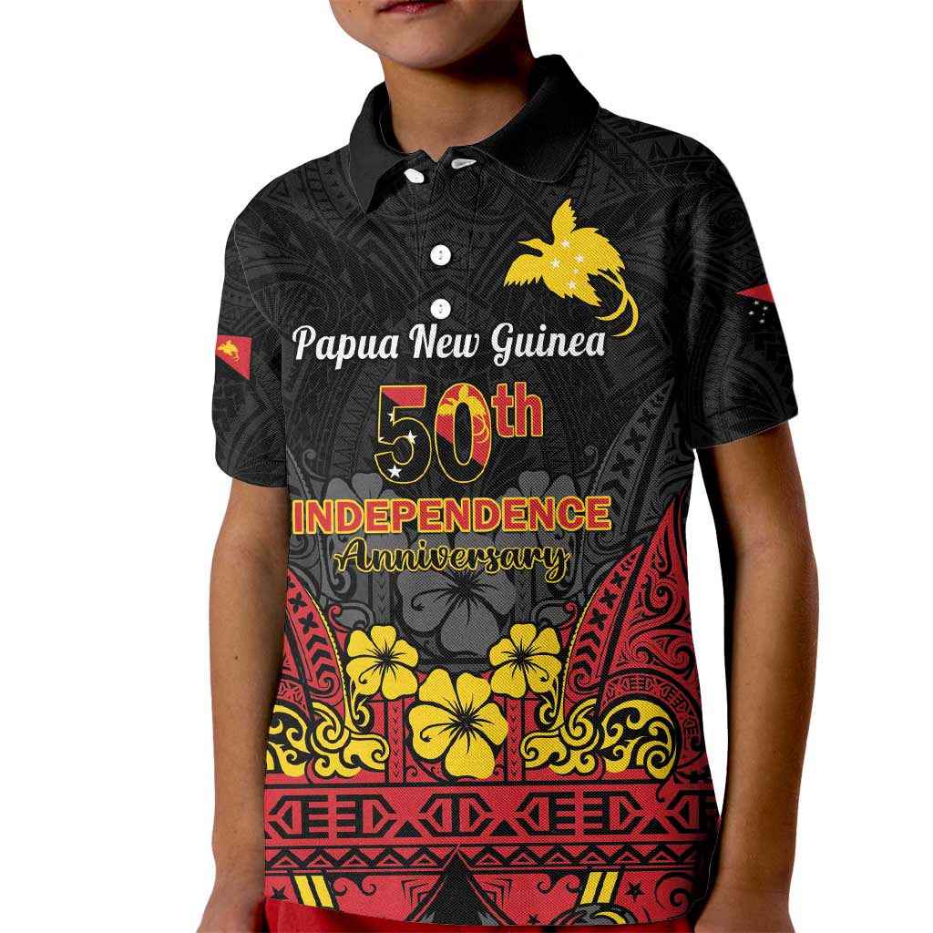 Papua New Guinea Independence Day Kid Polo Shirt PNG Bird of Paradise 50th Anniversary LT14