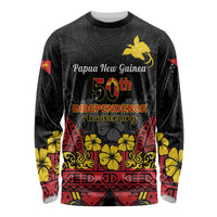 Papua New Guinea Independence Day Long Sleeve Shirt PNG Bird of Paradise 50th Anniversary LT14 Unisex Black - Polynesian Pride