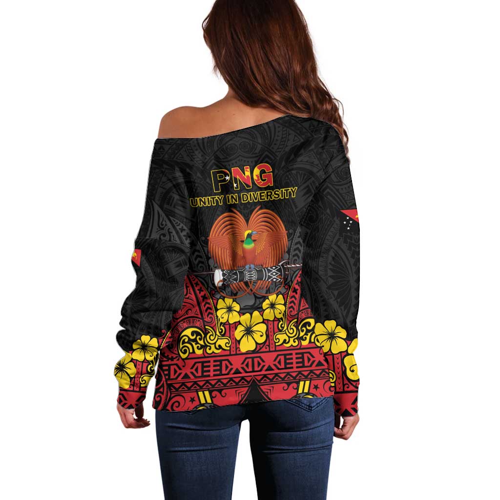 Papua New Guinea Independence Day Off Shoulder Sweater PNG Bird of Paradise 50th Anniversary LT14 - Polynesian Pride