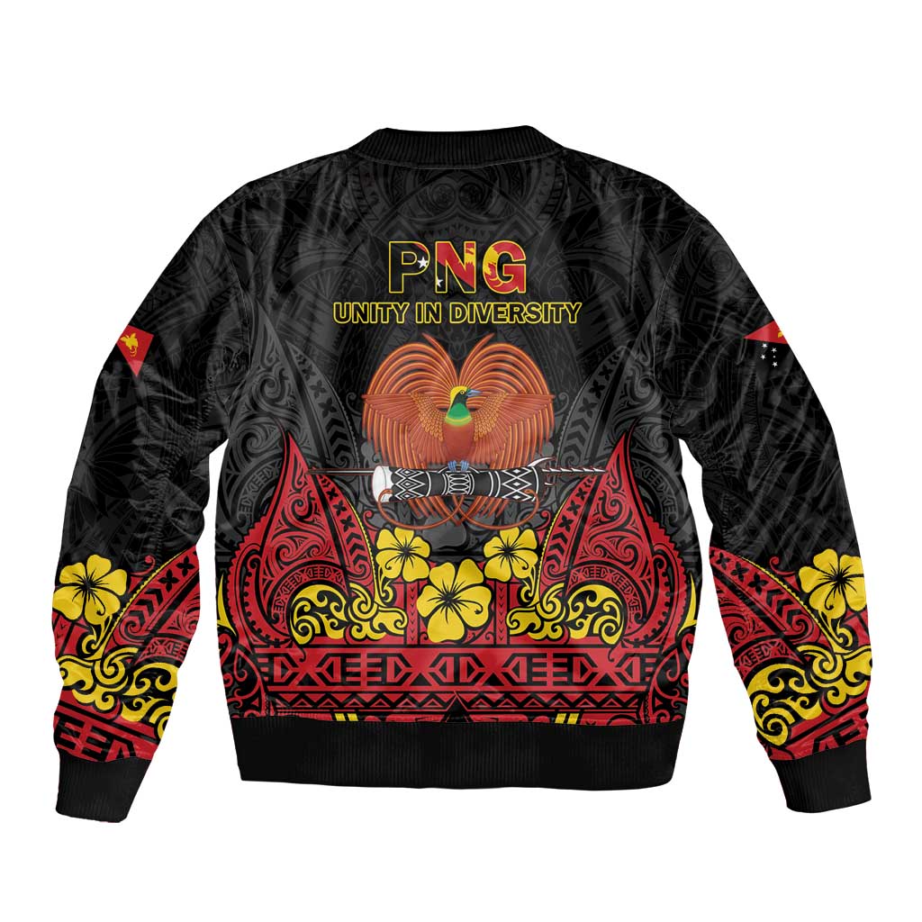 Papua New Guinea Independence Day Sleeve Zip Bomber Jacket PNG Bird of Paradise 50th Anniversary LT14 - Polynesian Pride