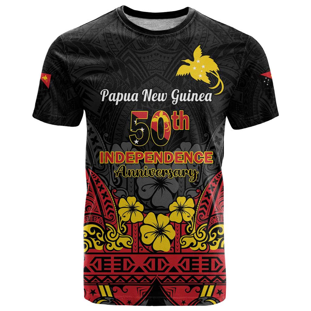 Papua New Guinea Independence Day T Shirt PNG Bird of Paradise 50th Anniversary LT14 Black - Polynesian Pride