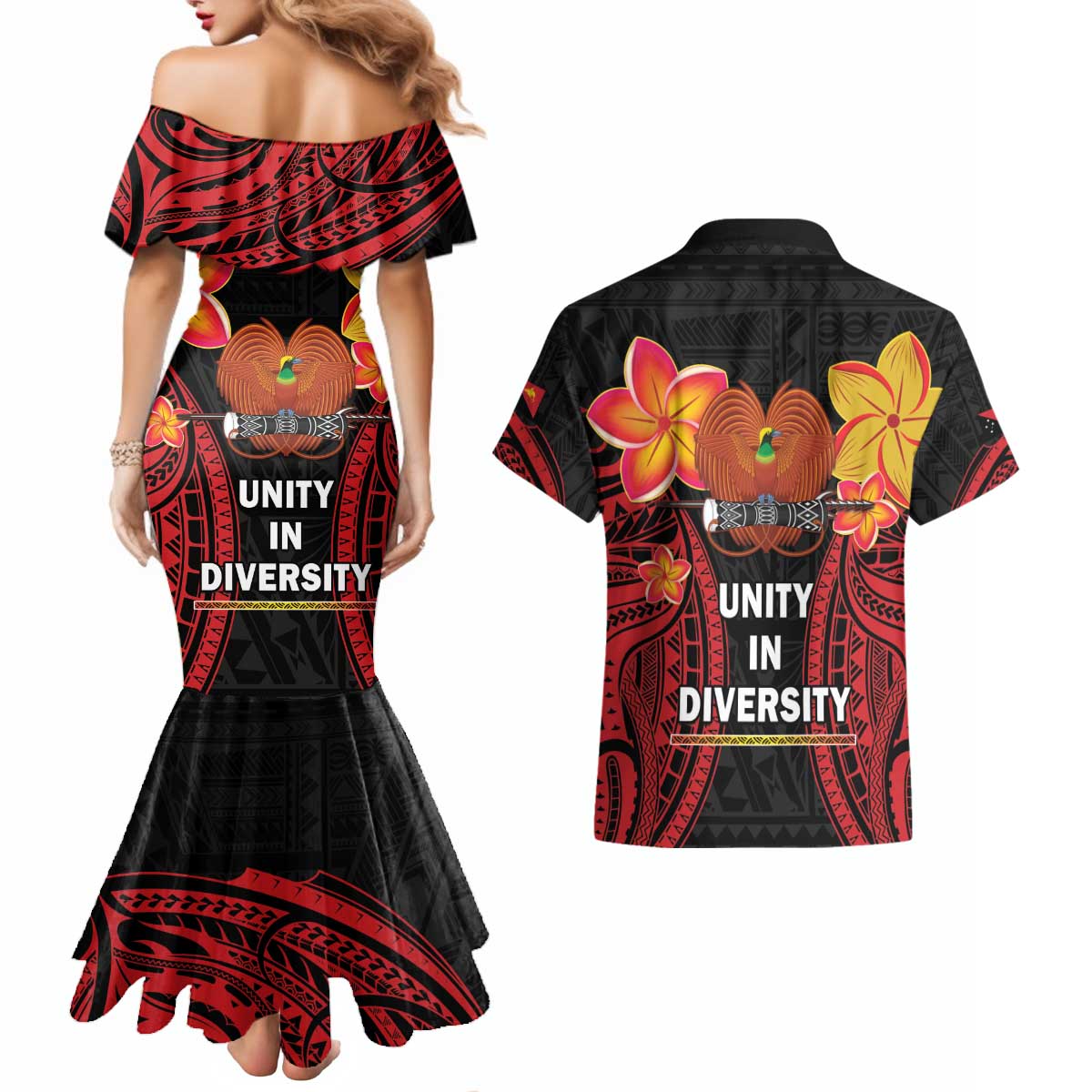 Papua New Guinea Independence Day Couples Matching Mermaid Dress and Hawaiian Shirt PNG Since 1975 LT14 - Polynesian Pride