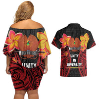 Papua New Guinea Independence Day Couples Matching Off Shoulder Short Dress and Hawaiian Shirt PNG Since 1975 LT14 - Polynesian Pride