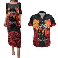 Papua New Guinea Independence Day Couples Matching Puletasi and Hawaiian Shirt PNG Since 1975 LT14 Black - Polynesian Pride