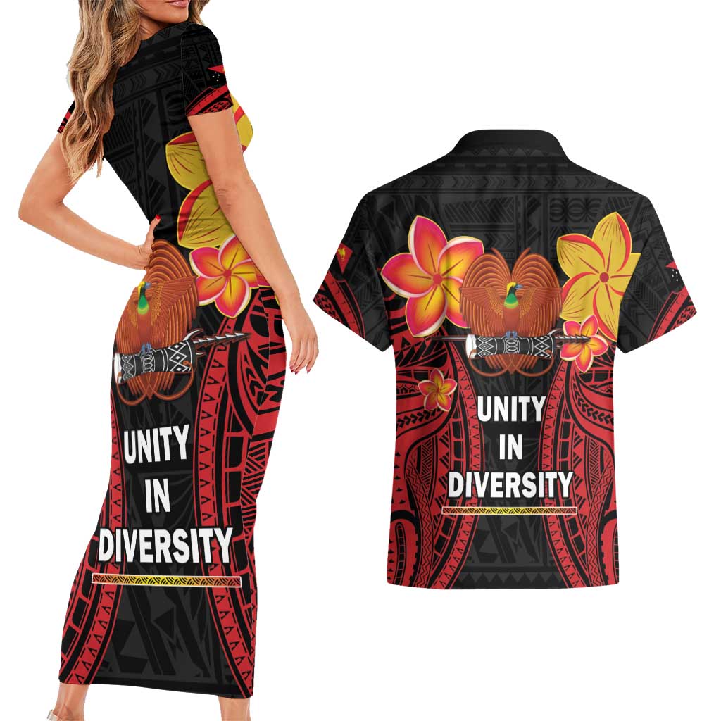 Papua New Guinea Independence Day Couples Matching Short Sleeve Bodycon Dress and Hawaiian Shirt PNG Since 1975 LT14 - Polynesian Pride