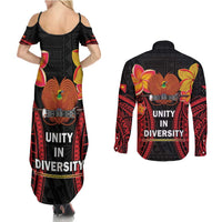 Papua New Guinea Independence Day Couples Matching Summer Maxi Dress and Long Sleeve Button Shirt PNG Since 1975 LT14 - Polynesian Pride