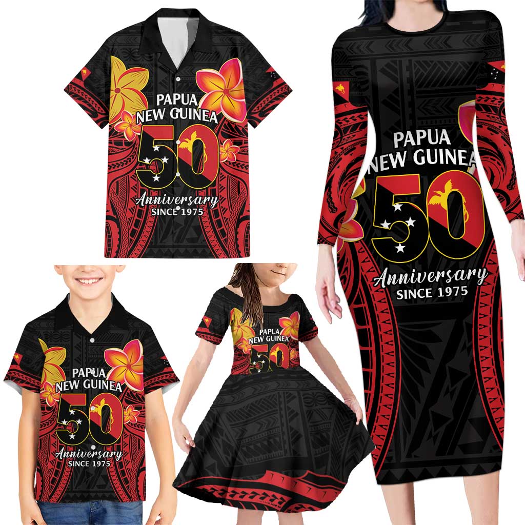 Papua New Guinea Independence Day Family Matching Long Sleeve Bodycon Dress and Hawaiian Shirt PNG Since 1975 LT14 - Polynesian Pride