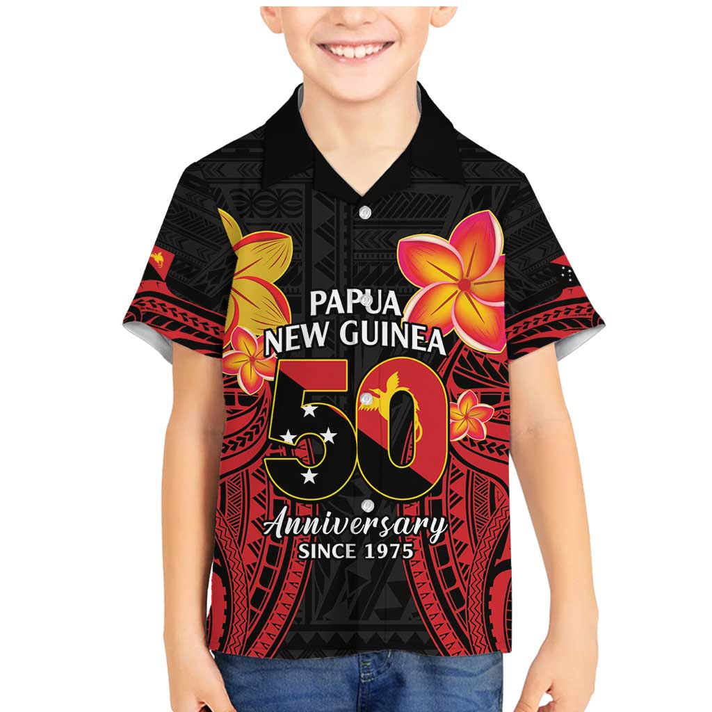 Papua New Guinea Independence Day Family Matching Mermaid Dress and Hawaiian Shirt PNG Since 1975 LT14 Son's Shirt Black - Polynesian Pride