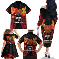 Papua New Guinea Independence Day Family Matching Off The Shoulder Long Sleeve Dress and Hawaiian Shirt PNG Since 1975 LT14 - Polynesian Pride