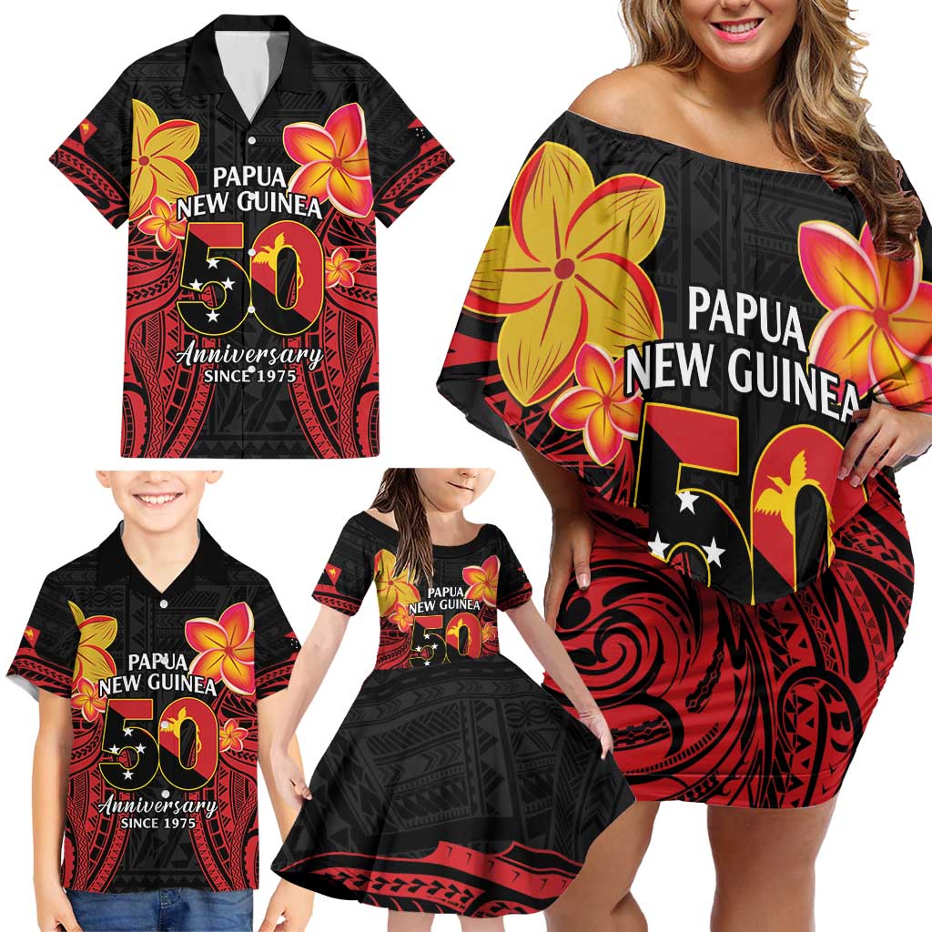 Papua New Guinea Independence Day Family Matching Off Shoulder Short Dress and Hawaiian Shirt PNG Since 1975 LT14 - Polynesian Pride