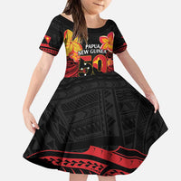 Papua New Guinea Independence Day Family Matching Puletasi and Hawaiian Shirt PNG Since 1975 LT14 Daughter's Dress Black - Polynesian Pride