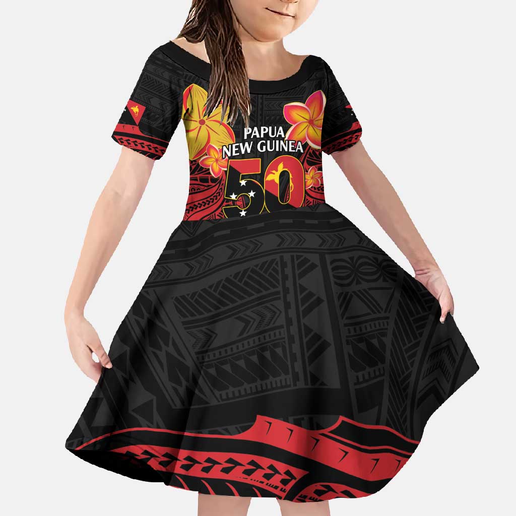 Papua New Guinea Independence Day Family Matching Tank Maxi Dress and Hawaiian Shirt PNG Since 1975 LT14 Daughter's Dress Black - Polynesian Pride