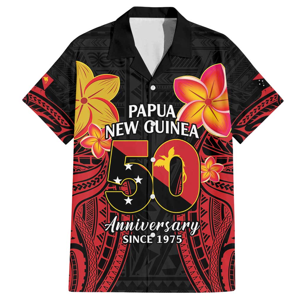 Papua New Guinea Independence Day Family Matching Tank Maxi Dress and Hawaiian Shirt PNG Since 1975 LT14 Dad's Shirt - Short Sleeve Black - Polynesian Pride