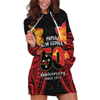 Papua New Guinea Independence Day Hoodie Dress PNG Since 1975 LT14 Black - Polynesian Pride