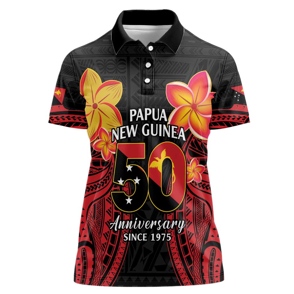 Papua New Guinea Independence Day Women Polo Shirt PNG Since 1975 LT14 Female Black - Polynesian Pride