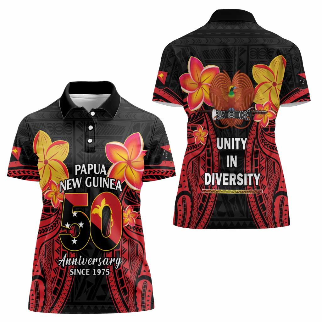 Papua New Guinea Independence Day Women Polo Shirt PNG Since 1975 LT14 - Polynesian Pride