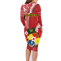 Personalised Tonga Independence Day Family Matching Long Sleeve Bodycon Dress and Hawaiian Shirt Happy 54th Independence Anniversary Ngatu Pattern LT14 - Polynesian Pride