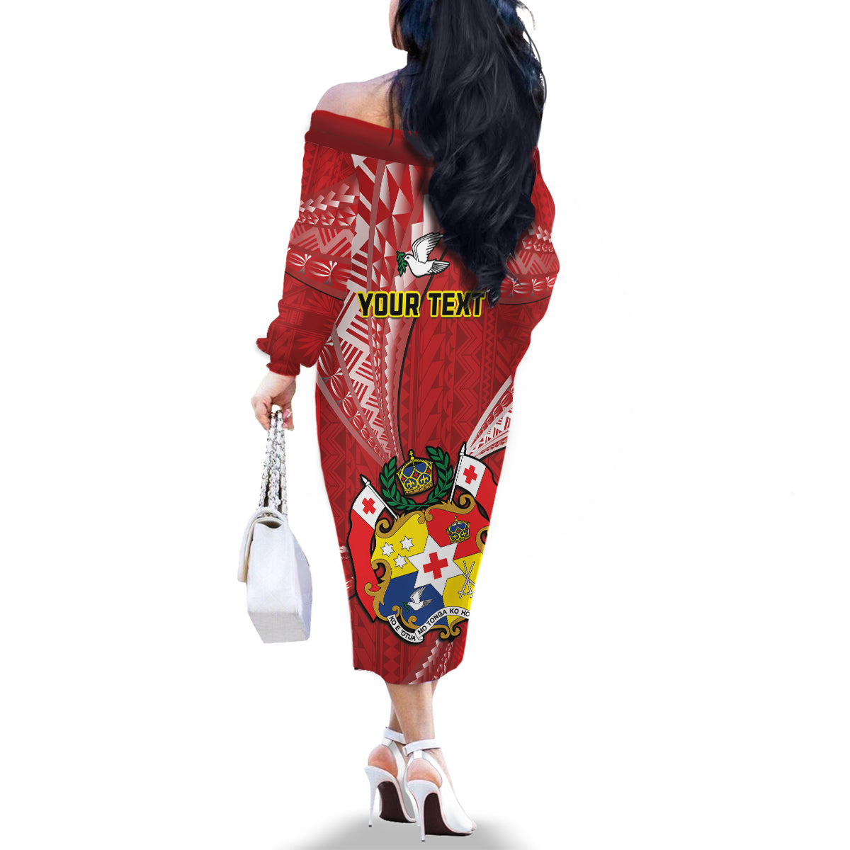 Personalised Tonga Independence Day Family Matching Off The Shoulder Long Sleeve Dress and Hawaiian Shirt Happy 54th Independence Anniversary Ngatu Pattern LT14 - Polynesian Pride