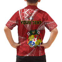 Personalised Tonga Independence Day Family Matching Off Shoulder Maxi Dress and Hawaiian Shirt Happy 54th Independence Anniversary Ngatu Pattern LT14 - Polynesian Pride