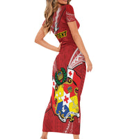 Personalised Tonga Independence Day Family Matching Short Sleeve Bodycon Dress and Hawaiian Shirt Happy 54th Independence Anniversary Ngatu Pattern LT14 - Polynesian Pride