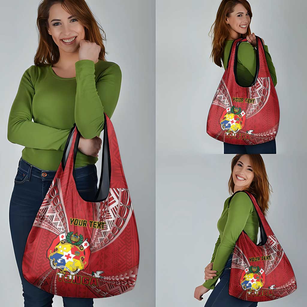 Personalised Tonga Independence Day Grocery Bag Happy 54th Independence Anniversary Ngatu Pattern