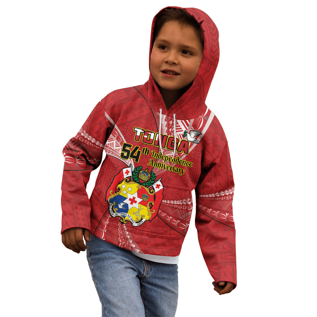 Personalised Tonga Independence Day Kid Hoodie Happy 54th Independence Anniversary Ngatu Pattern LT14 - Polynesian Pride