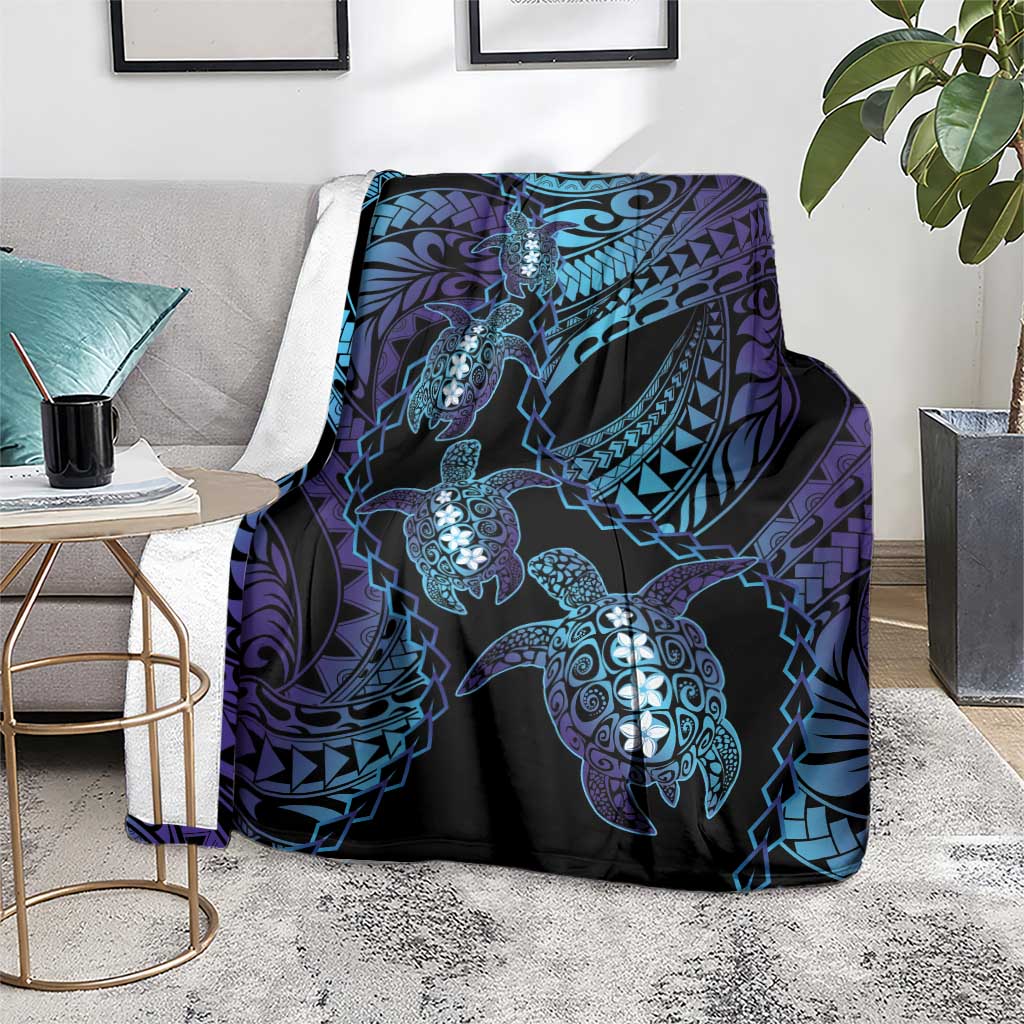 Polynesia Sea Turtle Day Blanket Tribal Honu Plumeria Polynesian Pattern