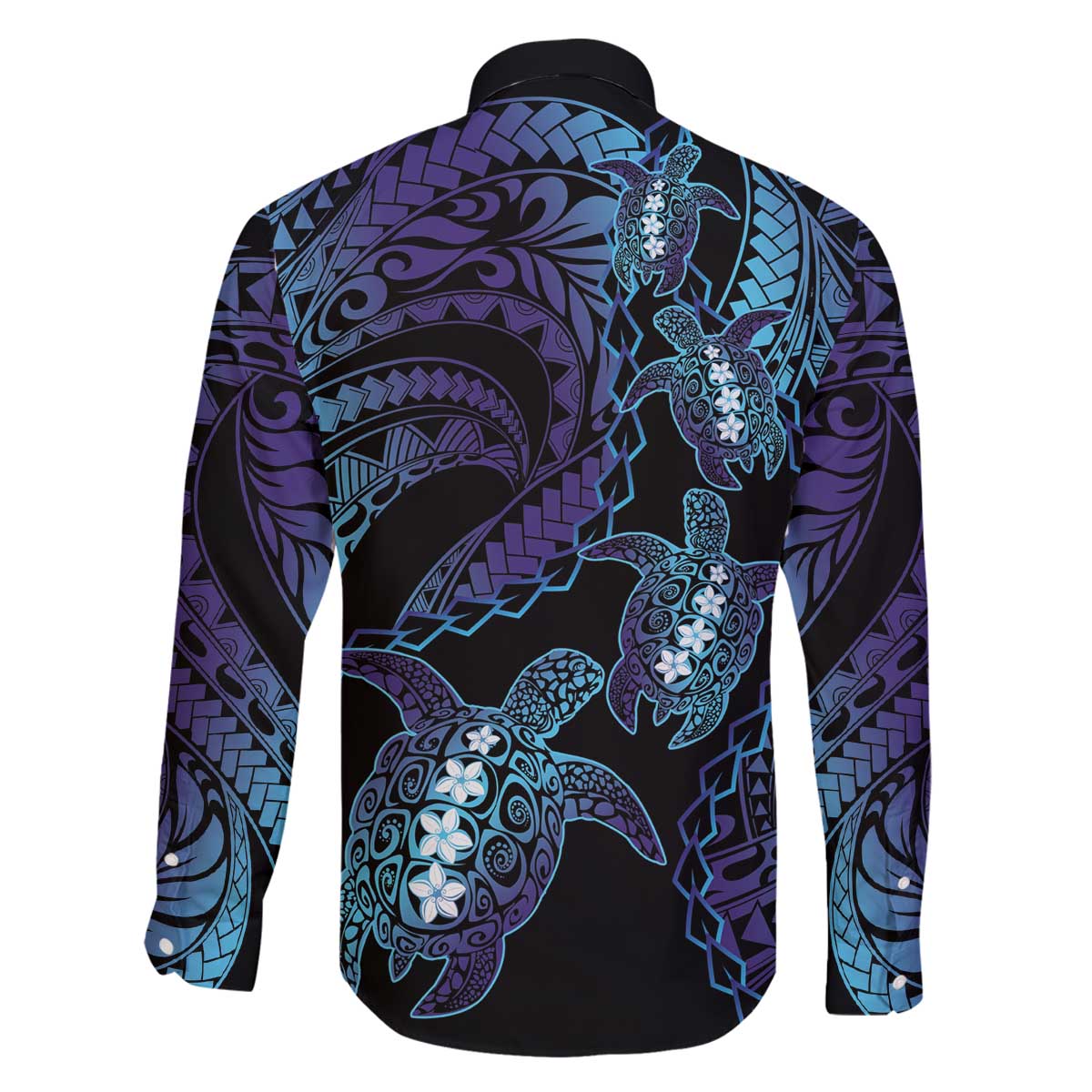 Polynesia Sea Turtle Day Family Matching Off The Shoulder Long Sleeve Dress and Hawaiian Shirt Tribal Honu Plumeria Polynesian Pattern LT14 - Polynesian Pride