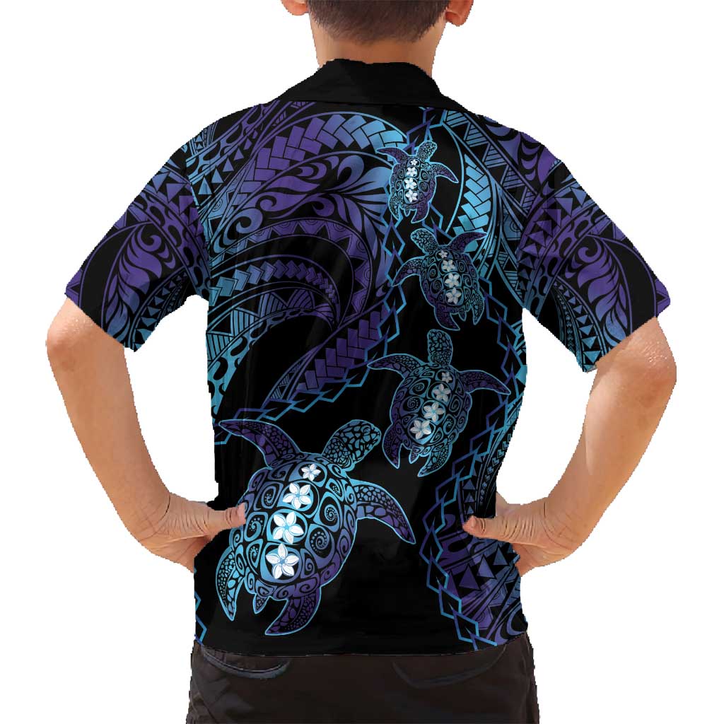 Polynesia Sea Turtle Day Family Matching Off Shoulder Short Dress and Hawaiian Shirt Tribal Honu Plumeria Polynesian Pattern LT14 - Polynesian Pride
