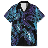 Polynesia Sea Turtle Day Family Matching Short Sleeve Bodycon Dress and Hawaiian Shirt Tribal Honu Plumeria Polynesian Pattern LT14 Dad's Shirt - Short Sleeve Purple - Polynesian Pride