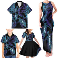 Polynesia Sea Turtle Day Family Matching Tank Maxi Dress and Hawaiian Shirt Tribal Honu Plumeria Polynesian Pattern LT14 - Polynesian Pride